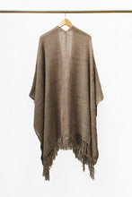 Load image into Gallery viewer, Back of Natural Brown Llama Handwoven Poncho.

