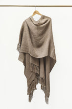 Load image into Gallery viewer, Wrapped Natural Brown Llama Handwoven Poncho.
